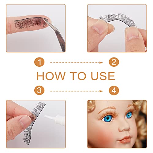 GORGECRAFT 24PCS Black Brown Eyelashes False Eyelashes 6/8/10mm Long Doll Eyelash Strip Eye Make Up Accessory Bear Decorative Eye for Bjd Doll Teddy Bear Doll DIY Craft Making Supplies - Thumbnail 4