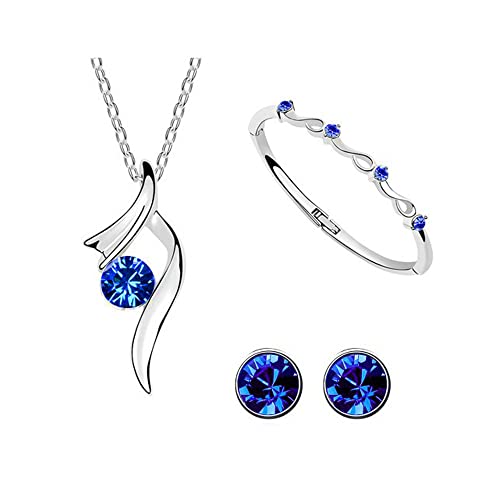 TOEECY Conjunto Joyas Mujer Onda Cristal Brillante Collar Pendientes Pulsera Elegante Adorno Femenino