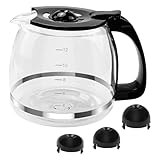 12 Cup Coffee Machine Glass Carafe Replacement for Mr. Coffee - With Heads Three Different Heights, Universal Carafe Coffee Maker Pot Accessory Easy Pour Spout and Comfortable Grip Handle,Black