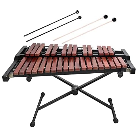 TNZMART 32 Key Xylophone Set with Adjustable Stand Wooden Glockenspiel Percussion Educational instrument Cover