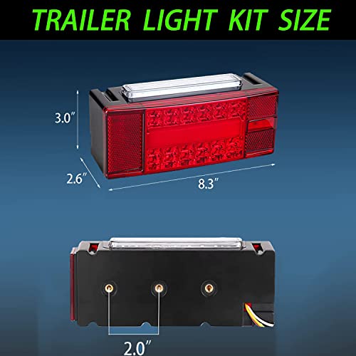 Serlainxin Boat Trailer Lights, Low Profile Rectangular Trailer Lights Led Kit, Ip68 Waterproof Trailer Rear Lights, Combo Stop Turn Running Brake License Plate Lights For Trailers, Truck, Boat Etc #TOP5