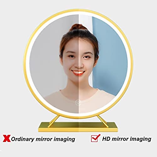 Espelho independente de mesa com luzes de LED, espelho de maquiagem grande redondo para quarto, mold