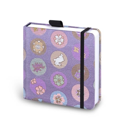 Mifuner Square 5.1x 5.1 165gsm Colored Pencil Paint Journal Hardbound 128pgs（64Sheets Front Back Cold Pressed） Travel for Colored Pencil Sketch Handmade Cloth Cover Notebook Ball Rabbit Purple