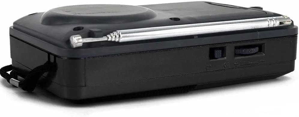 Side view of the Joc H011UR radio, showing the power switch and volume knob.