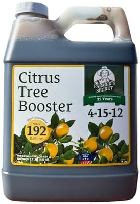 Farmer's Secret Citrus Tree Booster Fertilizer (32oz) - Super Concentrated - Formulated for All Citrus Trees Including All Types of Lemons, Limes, and Oranges - Outdoor and Indoor/Container Trees