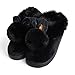 Chaussons Femme Lapin Mignon Épaississement en Peluche Chaud Intérieur Doux Pantoufles Antidérapant Accueil Slippers Noir EU 38 39