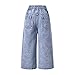 Nivne Tco Toddler Girls Baggy Jeans Bow Embroidery Elastic Waist Loose Fit Wide Leg Denim Pants with Pockets (US, Age, 7 Years, Blue)