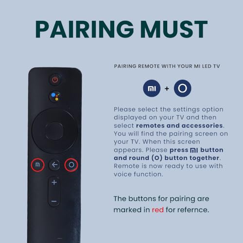 Image of Mi Smart TV Remote Compatible with Mi Xiaomi Redmi Smart LED Android TV Models, Voice Replacement Remote Control, Black, LED 649 VC