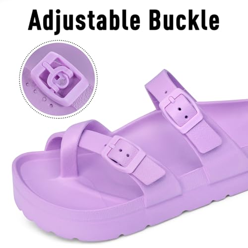 Image of Goosecret Women's Platform Sandals with Arch Support Comfortable Foam Slides Summer Beach Sandals with Adjustable Buckle Purple, 36