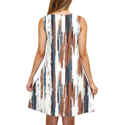 jsaierl Women Boho Tank Dress Fashion Print Sun Dress Casual Vacation Beach Dress Summer A Line Swing Sleeveless Dress