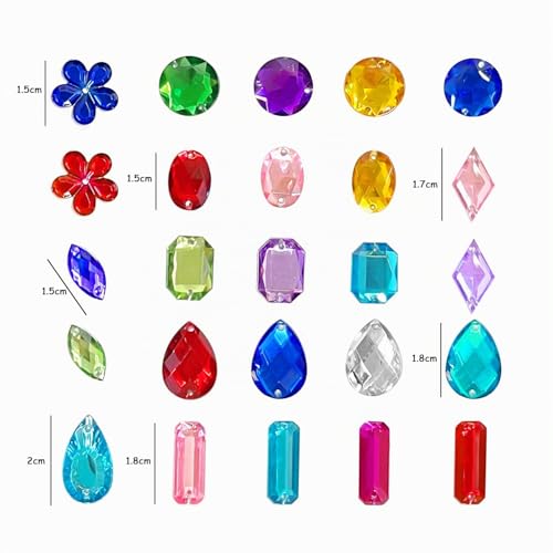 Miniatura 7 de 200 Piezas De Cuentas De Resina De Parte Posterior Plana De Acrílico Mixto De Cristal De Costura Con Agujeros Para Decoración De Ropa, Diamantes De Colores, Decoración De Bricolaje