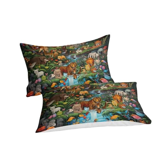Housse de couette jungle 3D microfibre抗皱拉链大号被套260x220 - 3