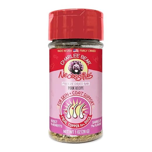 Charlee Bear Necessities Freeze Dried Dog Food Topper, Skin and Coat Support, Grain Free, High Protein, Limited Ingredient Meal Toppers for Dogs, Pork Recipe, 1 Ounce