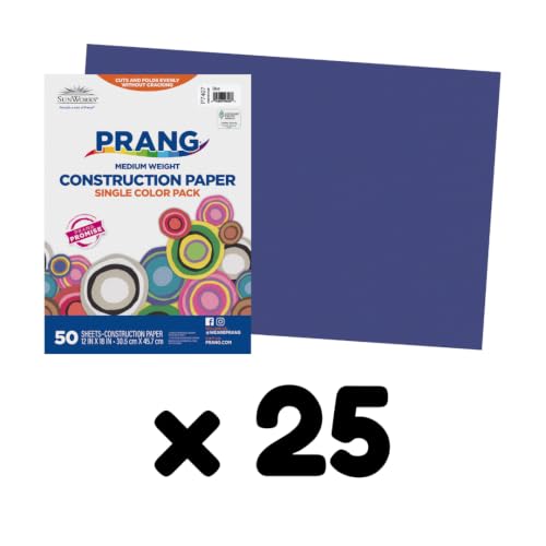 Image of Prang Construction Paper, 12 inch x 18 inch, Blue, 50 /Pack, 25 Packs
