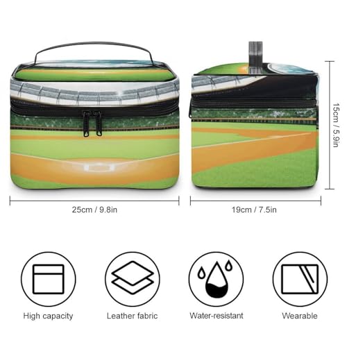 Bolsa de maquillaje para mujer con asa portátil grande e impermeable de viaje 2