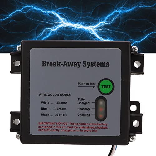 Break Away system with LED Test Battery Meter Trailer Box Break Away Kit 12V Test Break Away System with Switch Charger Emergency Brake Switch Accessories (Without Battery)