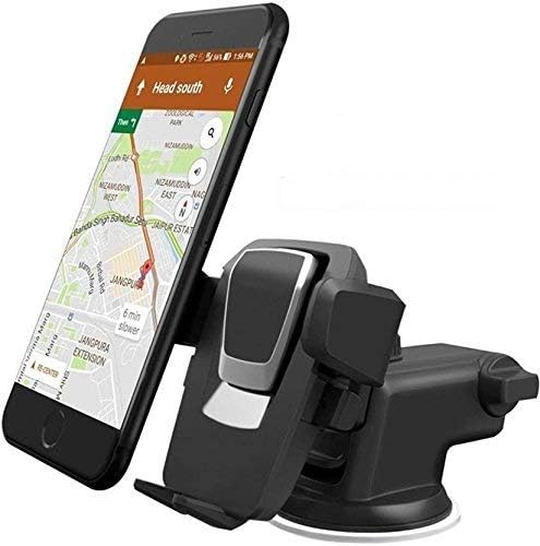 AlexvyanCar Mobile Holder/Stand Adjustable with Windshield/Dashboard/Working Desk Mount with Quick One Touch Technology for Mobile Phones