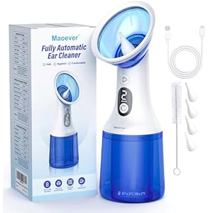 Electric Ear Wax Removal with One-Piece Waste Tank, Water Powered Ear Cleaner with 4 Pressure Modes for Earwax Remove at Home, USB-C Cable, IPX7 (Dark Blue)