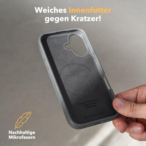 Coque iPhone 17 antichoc MagSafe gris camouflage : étui de protection robuste aimant en pierre - 3