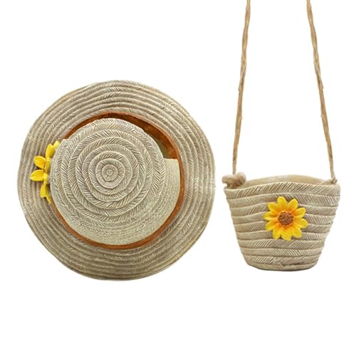 Mas de flores únicas, macetas únicas,Bolsa de hombro de sombrero de paja Pot de resina con drenaje - Decoración de jardines de bonsai Arte, contenedor de plantas en macetas de pared estilo boho para s