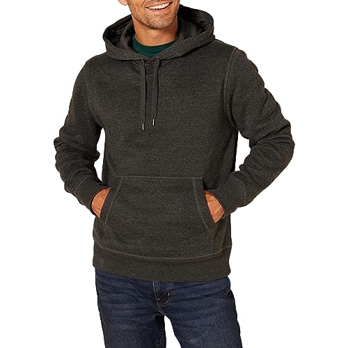 Amazon Essentials Men's Hooded Fleece Sweatshirt (Available in Big & Tall), Charcoal Heather, X-Small