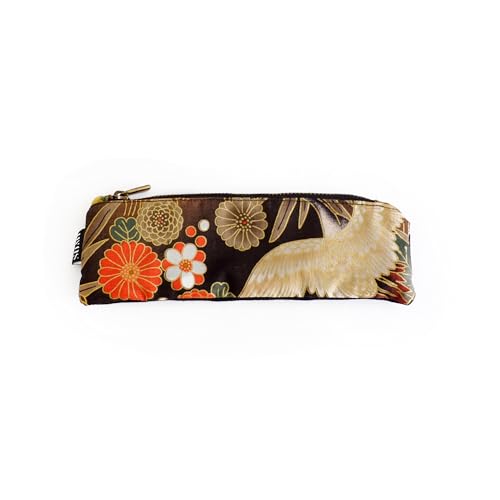 Image of SUMI Multi-Purpose Pencil Case Japanese Style - Elegant and Versatile for Pens, Accessories, Glasses and More - Includes Elastic Band for A5 Planners - Ideal for Office, Home or Travel (Green Garden)
