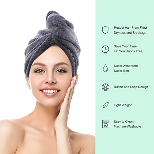 ROSSHINE Microfibre Hair Towel Wrap, 3 Pack Hair Towel Turban 63 x 25 cm, Ultra Absorbent Hair Wrap Towel, Anti Frizz Quick Dry Head Towel Wrap for Women Girl Curly, Wet, Long, Short, Thick Hair