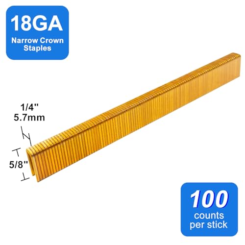 Image of 18 Gauge 1 /4 inch Narrow Crown Staples 5 /8 Inch Leg,3000-Pack | Galvanized Coating Resists Rust for Indoor Woodworking & Decoration for 18GA 1 /4 inch Crown Electric Staplers and Staple Guns