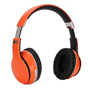 Draadloze Bluetooth-koptelefoon over Het Oor, Hifi-stereo Opvouwbare Draadloze Stereoheadsets Oordopjes met Ingebouwde Microfoon, Volumeregeling, FM voor Telefoon/pc, voor Sportgaming(Oranje)