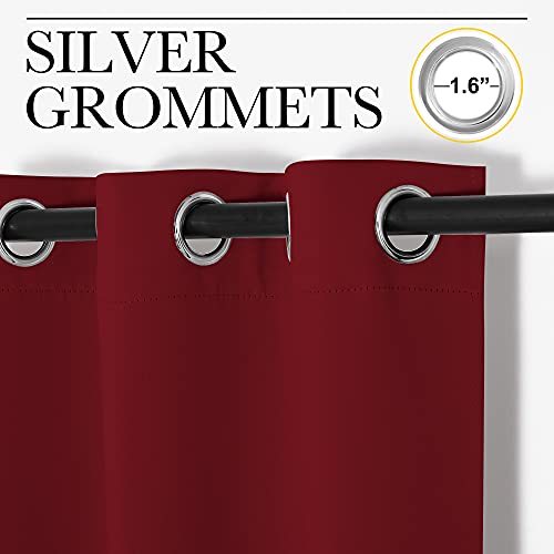 Image of NICETOWN Home Decorations Thermal Insulated Solid Grommet Top Blackout Living Room Curtains /Drapes for Christmas & Thanksgiving Gift (1 Pair, 42 x 84 inches, Burgundy Red)
