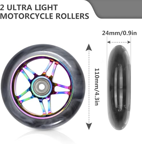 Roues de trottinette 110 mm anti vibration avec roulements ABEC 9