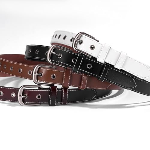 Women Leather Belt for Jeans Pants Dresses Fashion Casual Ladies Waist Belt with Pin Silver Gray Buckle4