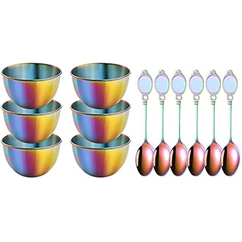 Dessertschalen Edelstahl Müsli Eisschalen und Löffel Kleine Servierschale Cover
