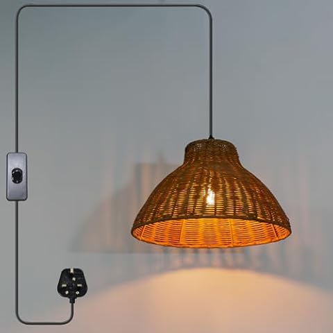 Osasy Wicker Rattan Shade Pendant Light Cover