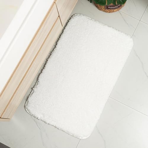Dalina Textil - Alfombra De Baño Antideslizante,Alfombra de Pelo,Multifuncional,Alfombra Ducha Baño Cocina Puertas de Entrada Pasillo Dormitorio Salon Modernas,Suave, 40 x 60 cm, Blanco
