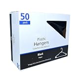 50-Count Notched Plastic Hangers for Adult Clothing, Rich Black