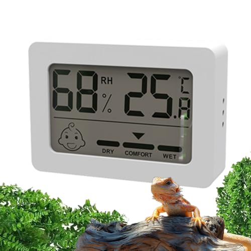Oasirep Reptile Thermometer Hygrometer with Climate Comfort Indicator, Fast Accurate LCD Digital Temperature & Humidity Monitor for Terrarium, Bearded Dragon, Gecko, Snake Tank