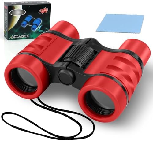 OSDUE Fernglas für Kinder, Spielzeug, Spielzeug, stoßfestes, für Jungen und Mädchen im Alter von 3–7Jahren, für Vogelbeobachtung, Jagen, Wandern, Geburtstagsgeschenke(Rot)