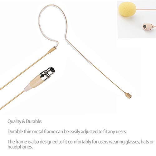 Sujeetec Headset/Headworn Microphone - 4 Pin Mini Xlr Head Microphone For Shure Wireless System & Bodypack Transmitter – Beige Single Earhook Omnidirectional Headset Head Mic #TOP3