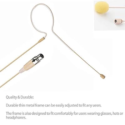 Headset/Headworn Microphone - 4 Pin Mini XLR Head Microphone for Shure Wireless System & Bodypack Transmitter Beige Single Earhook Omnidirectional Headset Head Mic