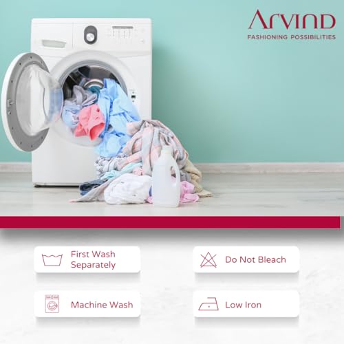 Image of Arvind Bedsheet Set - 100% Cotton Bedsheet for Double Bed (1 Queen Size Bedsheet with 2 Pillow Covers) Soft Breathable, 144 Thread Count - Slumber -Shade 9 (21024-B)