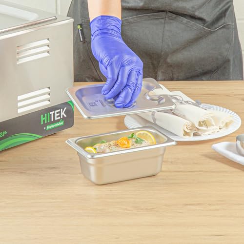 Restaurantware-LIDS ONLY: Kitchen Tek 6.9 x 4.3 Inch Steam Table Pan Covers, 12 NSF Hotel Pan Covers - 1/9 Size Pans Sold Separately, With Handle, Stainless Steel Slotted Lids, Durable by Restaurantware - Used condition - Image 5
