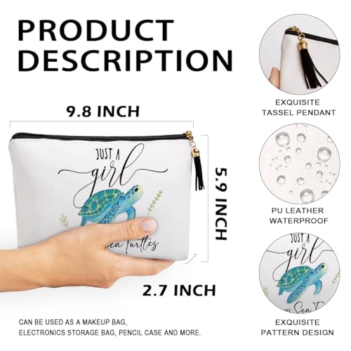 Turtle Sea Turtle Gifts for Women Makeup Bag, Sea Turtles Lovers Cosmetic Bags Funny Birthday Gifts for Loves Turtles Women Waterproof PU Leather Beach Bag Travel Toiletry2