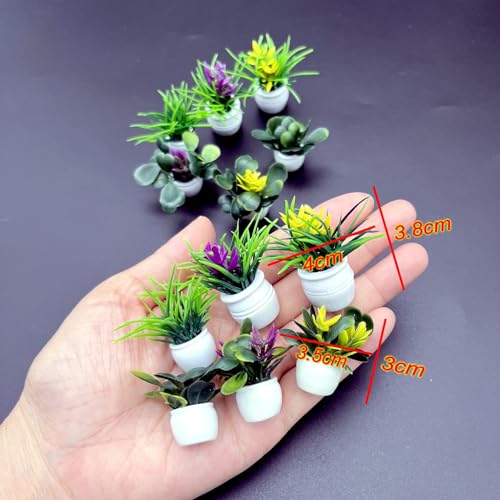 JZK 12x Miniature bonsai models, dollhouse plant set - Image 2