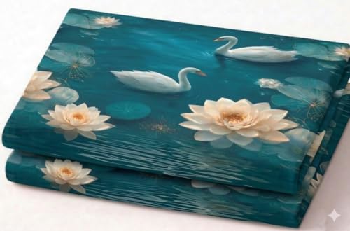 Image of 7D Digital Printed King Size Bedsheet with 2 Pillow Covers | Soft Premium Cotton Feel Microfiber Double Bed Bedsheet | Wrinkle Free & Fade Resistant | (Blue Duck, King Size - 90 x 100)
