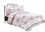 Chiara Rose 3 Piece Reversible Quilt Set Oversized Bedspread Coverlet Lightweight Comforter King PRP