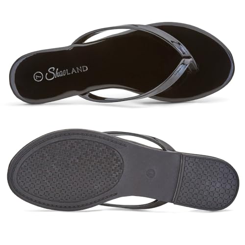 Image of Shoe Land Thong Flip Flops for Women, Memory Foam Flat Sandals, Lightweight Summer Slides, Non Slip Comfort Sandals for Beach, Travel and Everyday Wear