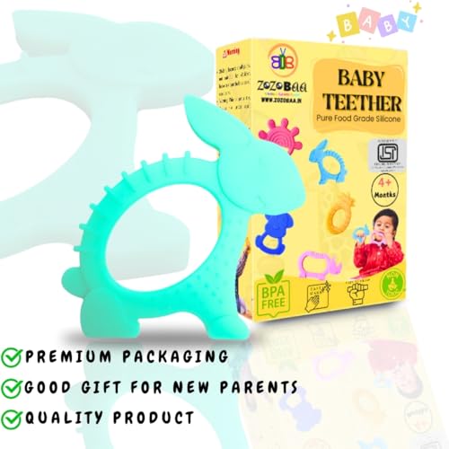 Image of Cute Rabbit Shape Soft Silicone Teether for Baby Gums, Teething Toys for Babies, BPA Free, Pain-Relief, Non-Toxic, 100% Food Grade, Soothing & Smooth Edges Easy to Grasp Chewable- (Pack of 1)