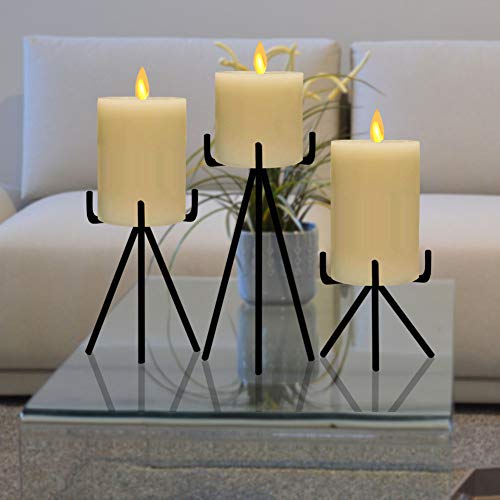 smtyle Flameless Candles for Fireplace Candelabra or Desk Decor Flickering with Moving Flame Wick Bright Pillar Candle with Remote Control Timer Battery Operated Ivory Flat Top 3