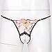 QinCiao Men's Opening Crotch Sissy Panties Lace G String Thong Crossdresser Lingerie Underwear Pink One Size